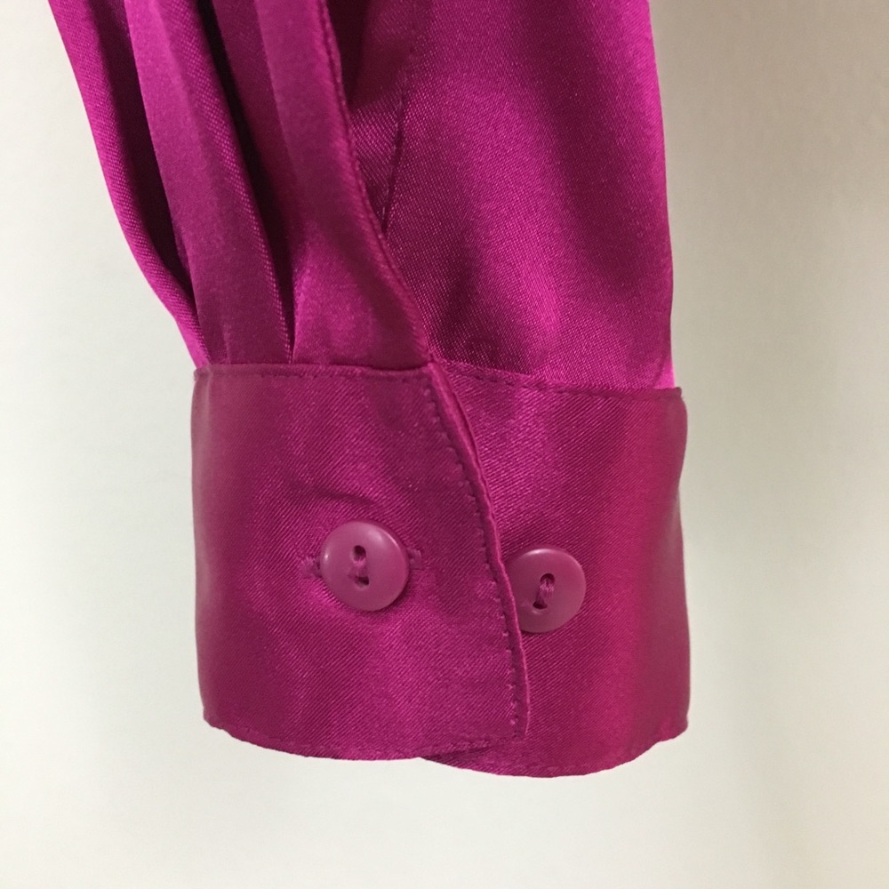 Liz Baker Fuchsia Satin Button-Up Blouse - Picture 6 of 8